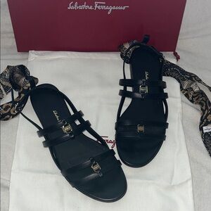 Salvatore Ferragamo Black Strappy Sandals